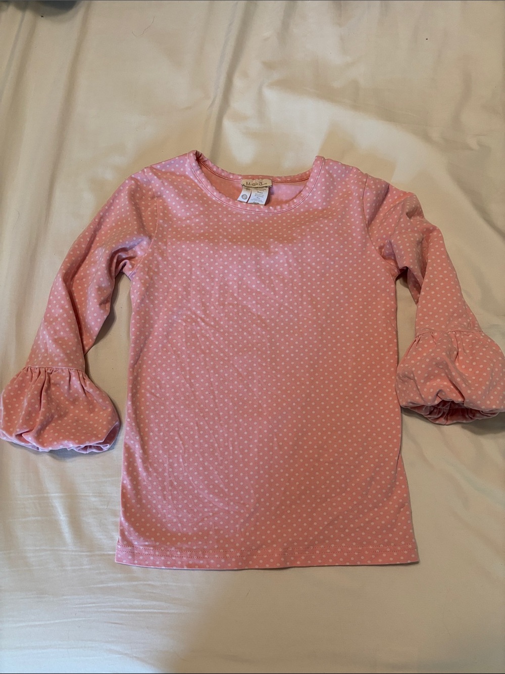 Matilda Jann Pink Polka Dot Ruffle Sleeve Girls' Top